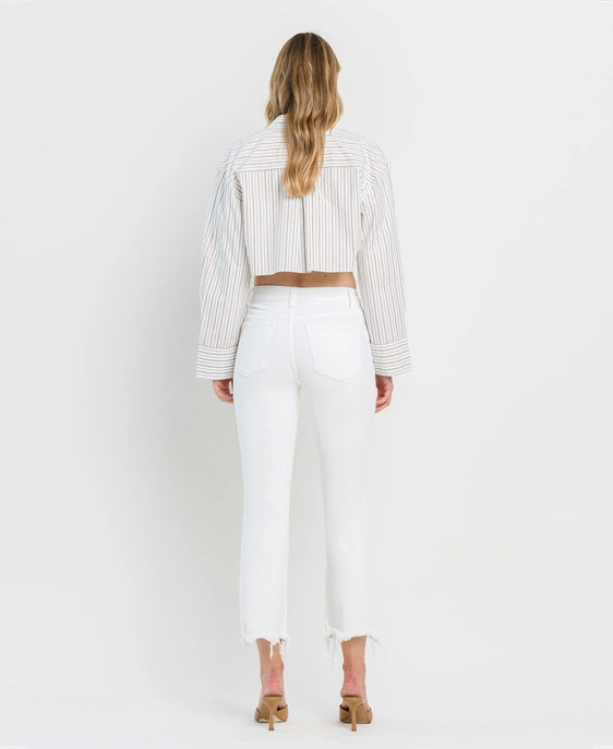 Vervet - High Rise Raw Hem Crop Flare Jeans