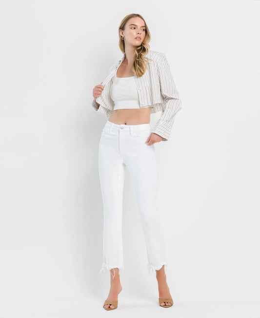 Vervet - High Rise Raw Hem Crop Flare Jeans