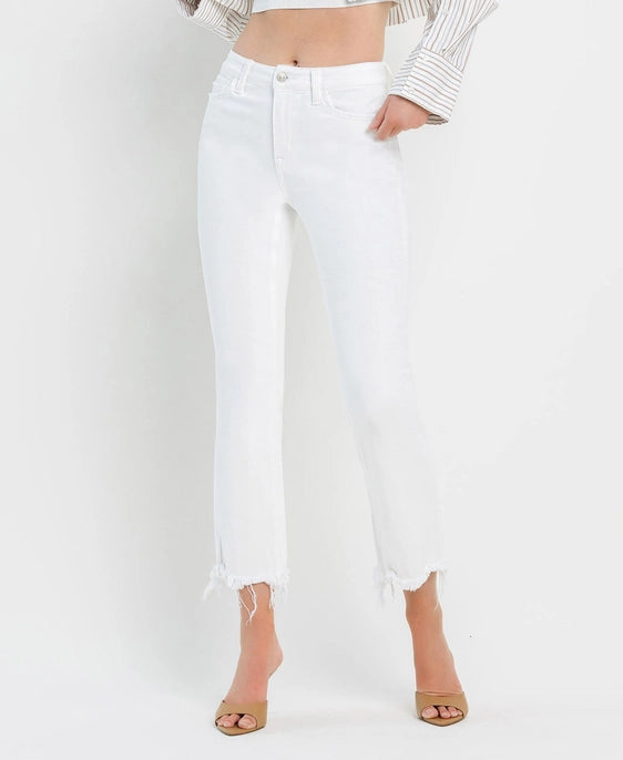 Vervet - High Rise Raw Hem Crop Flare Jeans