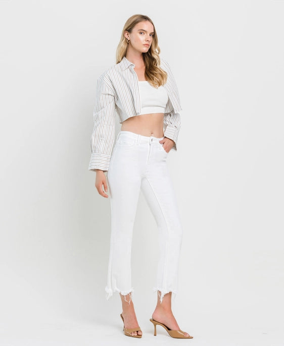 Vervet - High Rise Raw Hem Crop Flare Jeans